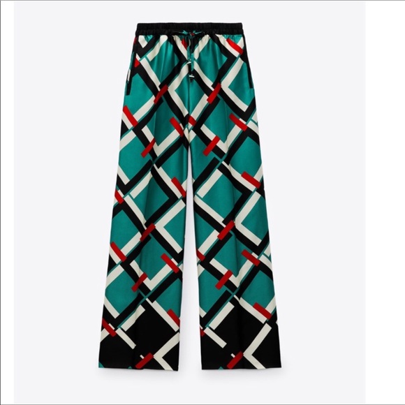 NWT ZARA GEOMETRIC PRINT PANTS - Picture 6 of 8